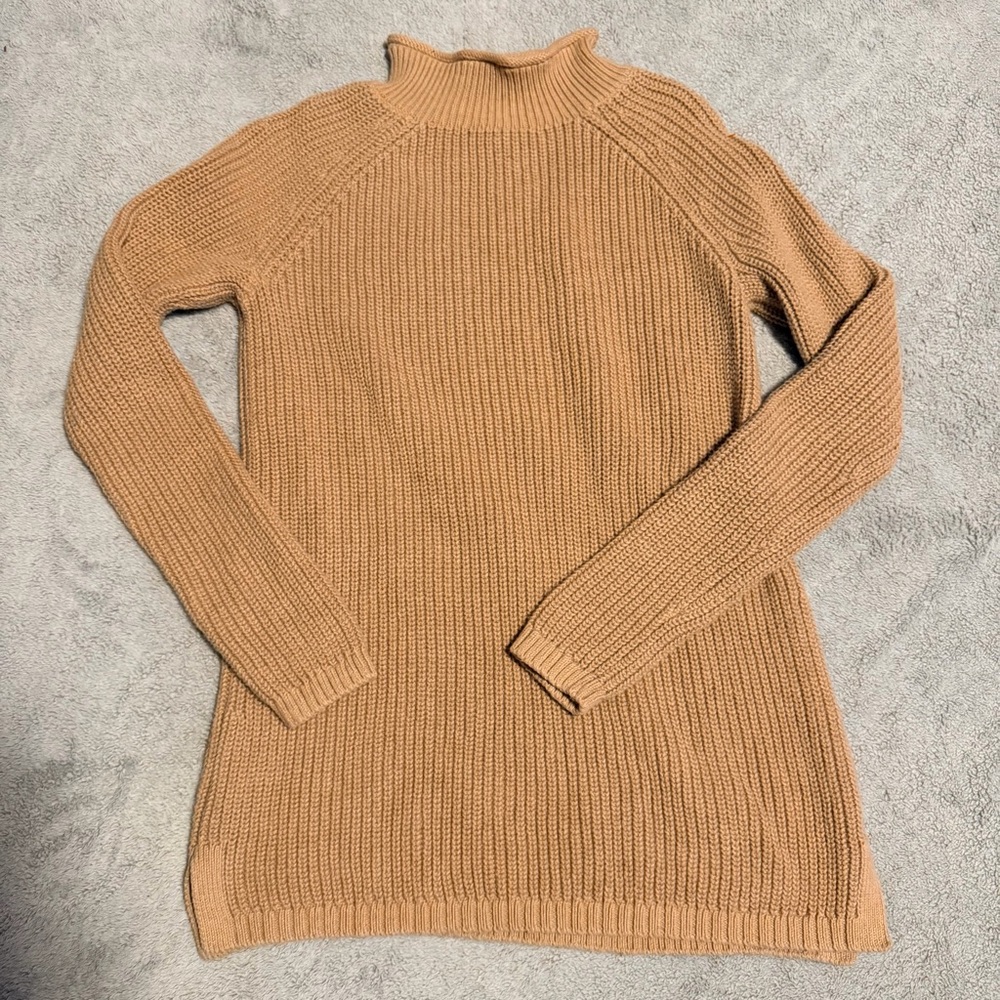 Talbots Women's 100% Cotton Mockneck Pullover Sweater Tan/Beige Size XS